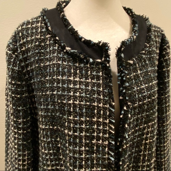 SOLD - BNWT Ann Taylor Framed Tweed Topper Coat - Size XXL - Blue Black - Picture 2 of 8